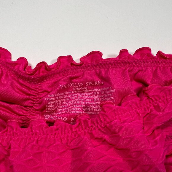 Victoria Secret Small S Bikini Bottom Ruffle Cheeky Ruched Back Textured Pink - Picture 4 of 6